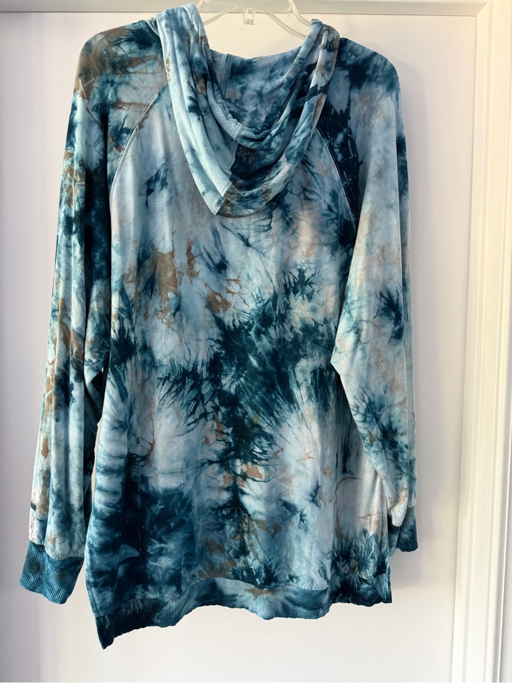 Tie-Dye Blue & Tan Pullover Hoodie - Picture 5 of 6